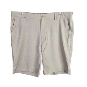 Mens Roundtree & Yorke Beige Performance Golf Shorts Polyester 9" Inseam Size 38